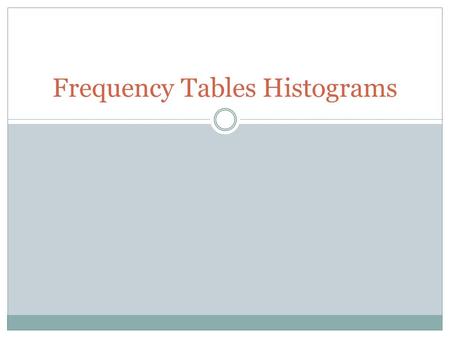 Frequency Tables Histograms. Frequency-How often something happens. Frequency Table- A way to organize data in equal intervals. Histogram- Shows how frequently.