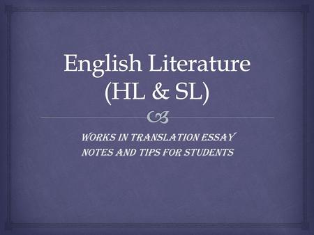English Literature (HL & SL)