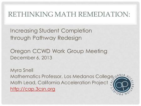 Rethinking Math Remediation: