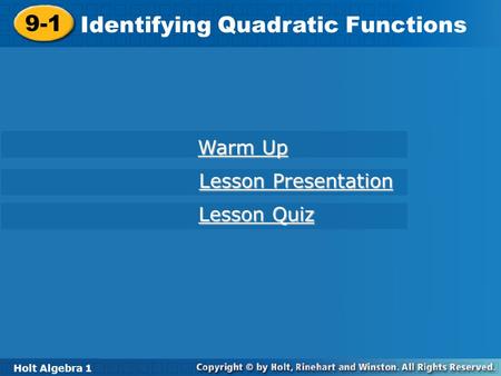 Identifying Quadratic Functions
