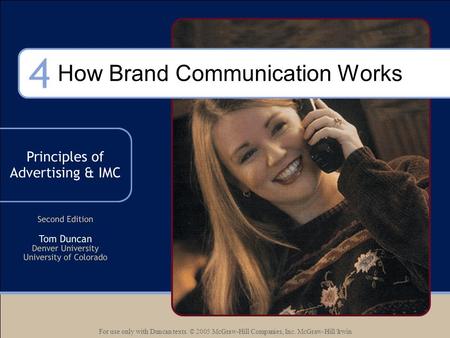 For use only with Duncan texts. © 2005 McGraw-Hill Companies, Inc. McGraw-Hill/Irwin How Brand Communication Works.
