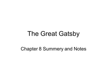 Chapter 8 Summery and Notes