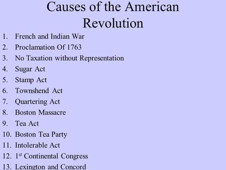 Causes of the American Revolution