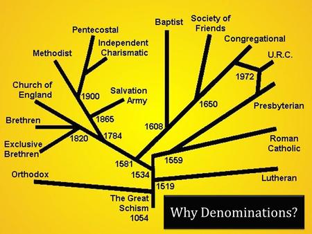 Why Denominations?. Warnings against Man-Made Religions Israel and the golden calf, Exo. 32:1, 8-10 Jeroboam, 1 Kgs. 12:26-33 (“this thing became a sin”,