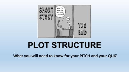 PLOT STRUCTURE What you will need to know for your PITCH and your QUIZ.