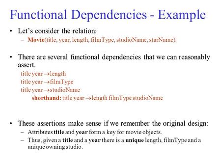 Functional Dependencies - Example