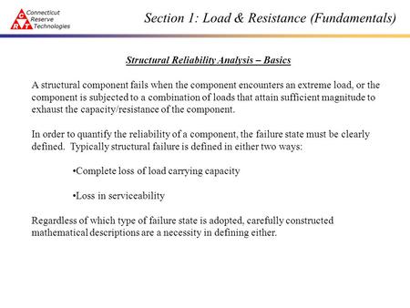 Structural Reliability Analysis – Basics