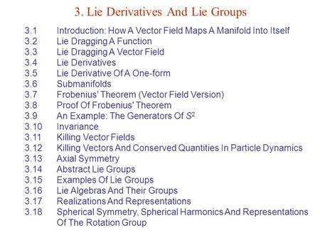 3. Lie Derivatives And Lie Groups