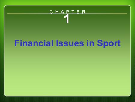 Financial Issues in Sport