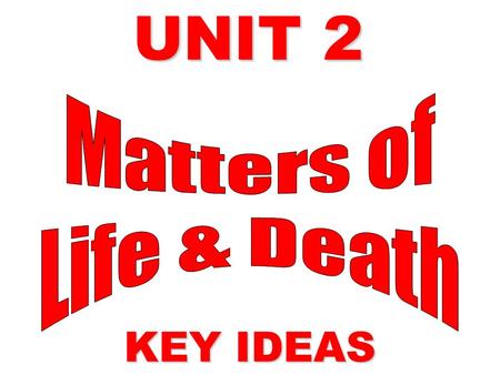 UNIT 2 KEY IDEAS. Life After Death Abortion Sanctity of Life - Abortion Euthanasia Sanctity of Life - Euthanasia ChristianHindu Studying Christian & Hindu.