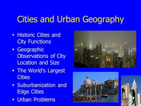 Cities and Urban Geography
