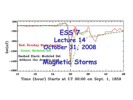 ESS 7 Lecture 14 October 31, 2008 Magnetic Storms