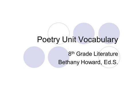 Poetry Unit Vocabulary
