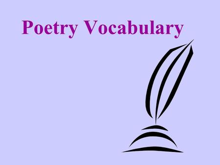 Poetry Vocabulary.