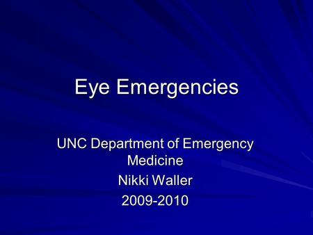 UNC Department of Emergency Medicine Nikki Waller