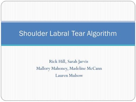 Shoulder Labral Tear Algorithm