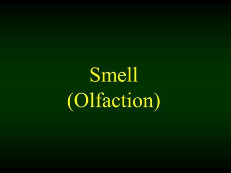 Smell (Olfaction). Smell is a chemical sense. You inhale something of whatever of whoever it is you smell. You smell something when molecules of a substance.