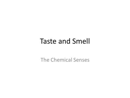 Taste and Smell The Chemical Senses.