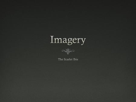 Imagery The Scarlet Ibis.