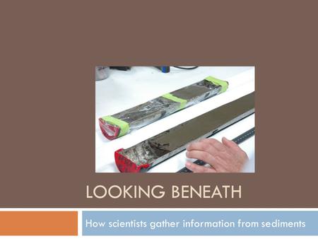 LOOKING BENEATH How scientists gather information from sediments.