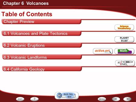 Table of Contents Chapter 6 Volcanoes Chapter Preview