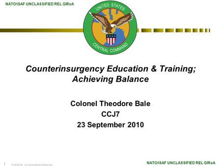 Counterinsurgency Education & Training; Achieving Balance