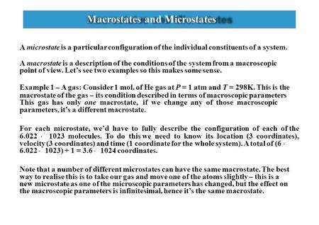 Macrostates and Microstates
