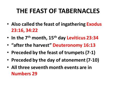 THE FEAST OF TABERNACLES