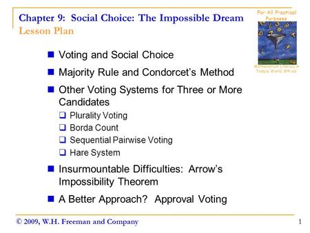 Chapter 9: Social Choice: The Impossible Dream Lesson Plan