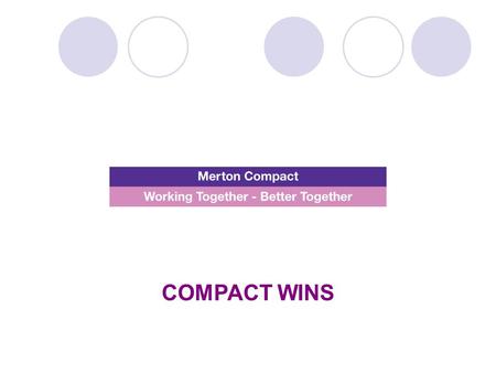 COMPACT WINS. What is the Compact? An agreement between the government, business and the voluntary and community sector (VCS) which outlines the way of.