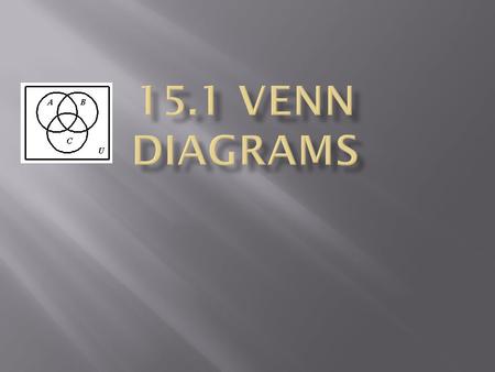 15.1 Venn Diagrams.