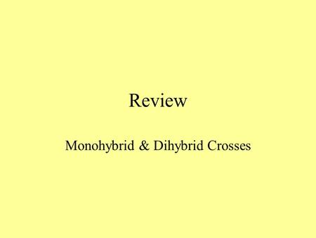Monohybrid & Dihybrid Crosses