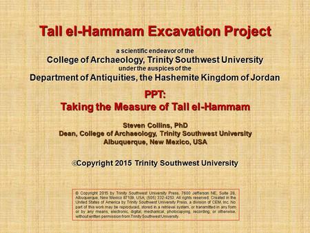 Tall el-Hammam Excavation Project