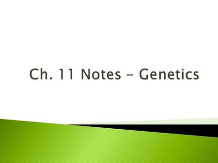 Ch. 11 Notes - Genetics.