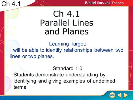 Ch 4.1 Parallel Lines and Planes