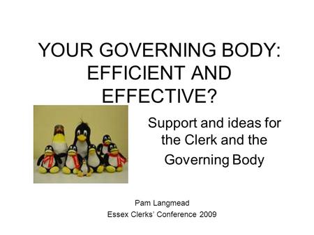YOUR GOVERNING BODY: EFFICIENT AND EFFECTIVE?