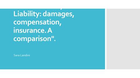 Motor Liability and Boat Liability: damages, compensation, insurance. A comparison. Sara Landini.