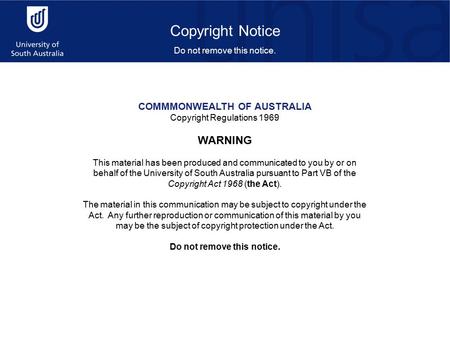 COMMMONWEALTH OF AUSTRALIA Do not remove this notice.