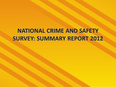 NATIONAL CRIME AND SAFETY SURVEY: SUMMARY REPORT 2012.
