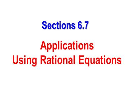 Using Rational Equations