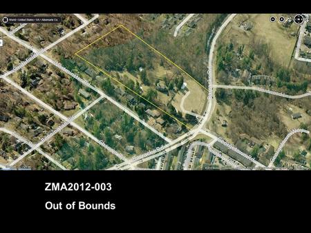 ZMA2012-003 Out of Bounds Insert Image or map. Vicinity Map.