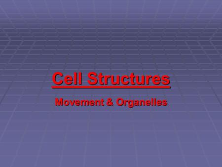 Cell Structures Movement & Organelles. Diffusion  Movement of molecules from an area of high concentration to an area of low concentration  Move to.