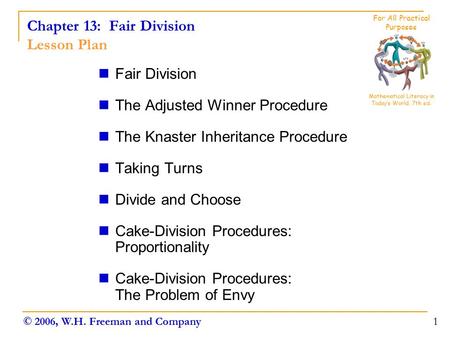 Chapter 13: Fair Division Lesson Plan