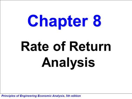 Rate of Return Analysis