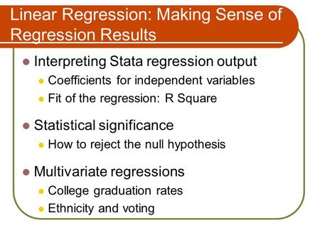 Linear Regression: Making Sense of Regression Results