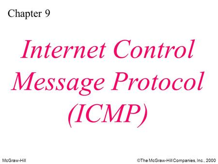 McGraw-Hill©The McGraw-Hill Companies, Inc., 2000 Chapter 9 Internet Control Message Protocol (ICMP)