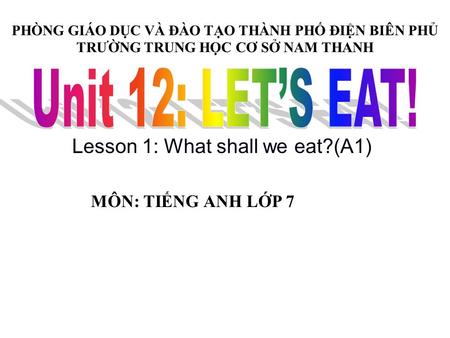 Lesson 1: What shall we eat?(A1)