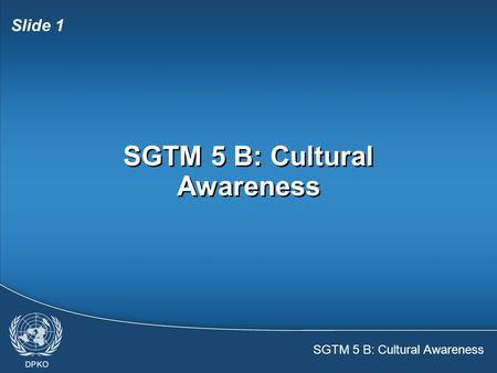 SGTM 5 B: Cultural Awareness Slide 1 SGTM 5 B: Cultural Awareness.