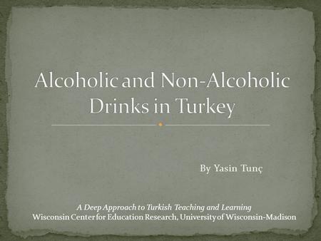 By Yasin Tunç A Deep Approach to Turkish Teaching and Learning Wisconsin Center for Education Research, University of Wisconsin-Madison.