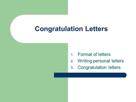 Congratulation Letters